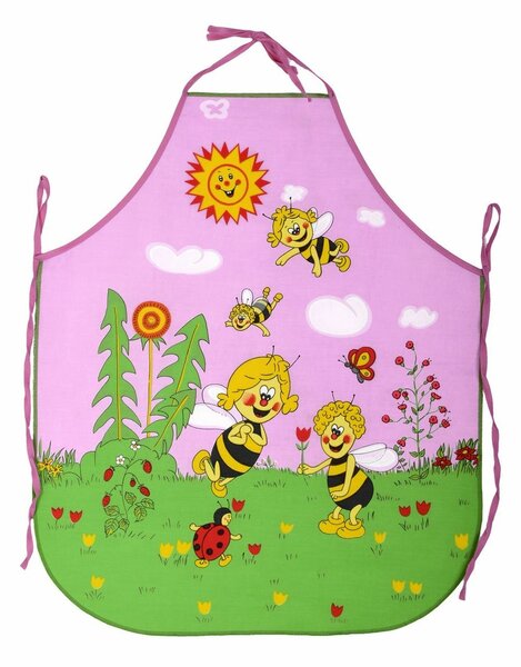 Fartuch kuchenny dla dzieci Pszczółki różowy, 50 x 64 cm