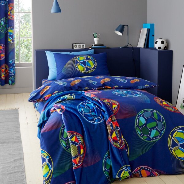Niebieska pościel dziecięca dwuosobowa 200x200 cm Bright Football – Catherine Lansfield