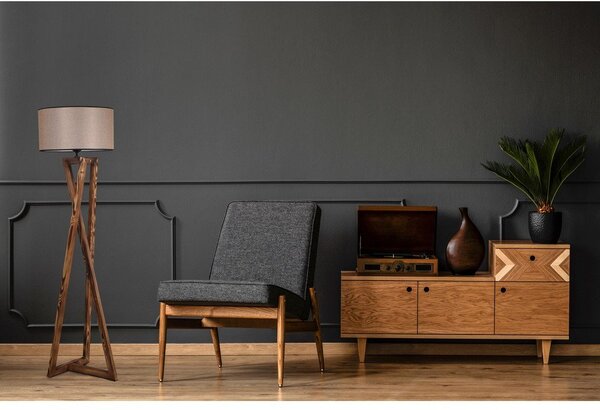 Brązowa lampa stojąca z tekstylnym kloszem (wysokość 149 cm) Maçka – Opviq lights