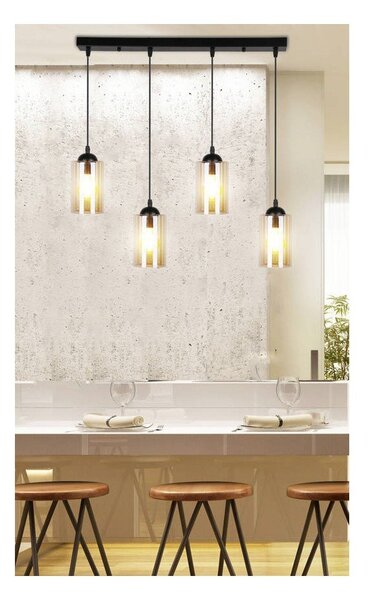 Czarna lampa wisząca ze szklanym kloszem 10x65 cm Bistro – Candellux Lighting