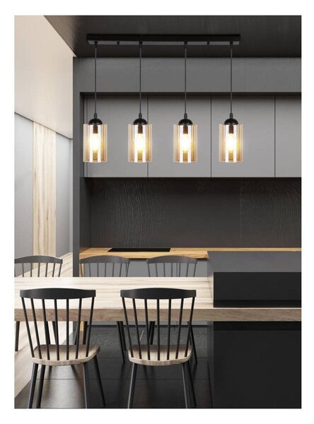 Czarna lampa wisząca ze szklanym kloszem 10x65 cm Bistro – Candellux Lighting