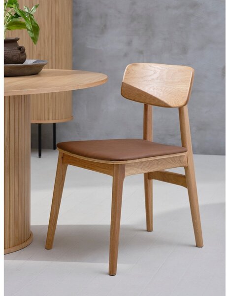 Koniakowo-naturalne krzesło z imitacji skóry Livo – Unique Furniture