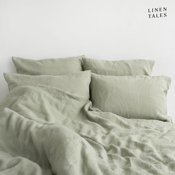 Jasnozielona lniana pościel jednoosobowa 140x200 cm – Linen Tales
