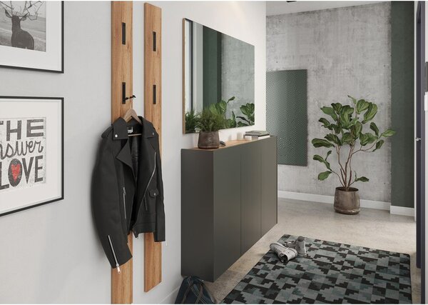 Antracytowa szafka w dekorze dębu wisząca 138x87x25 cm Libbiano – Germania