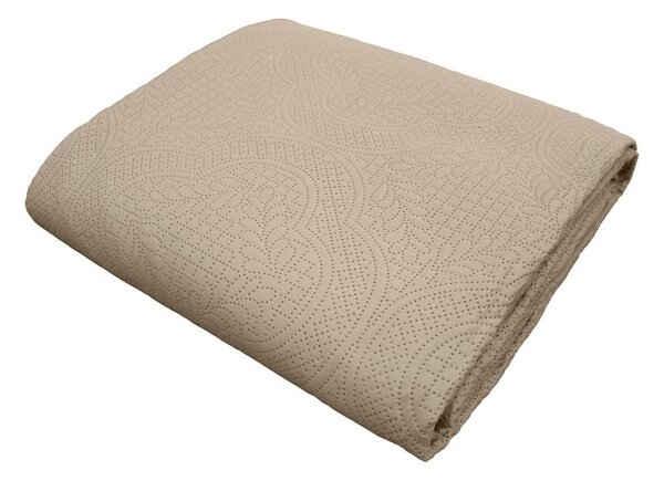 Beżowy pikowany zestaw narzuty na łóżko i poszewki na poduszkę z mikrowłókna 240x220 cm Romane – douceur d'intérieur