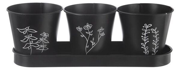 Metalowe doniczki na zioła zestaw 3 szt. ø 11 cm Black – Orion