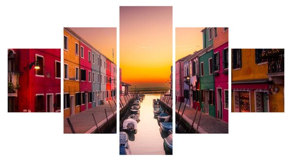 Obraz - Zachód słońca, wyspa Burano, Wenecja, Włochy (125x70 cm)