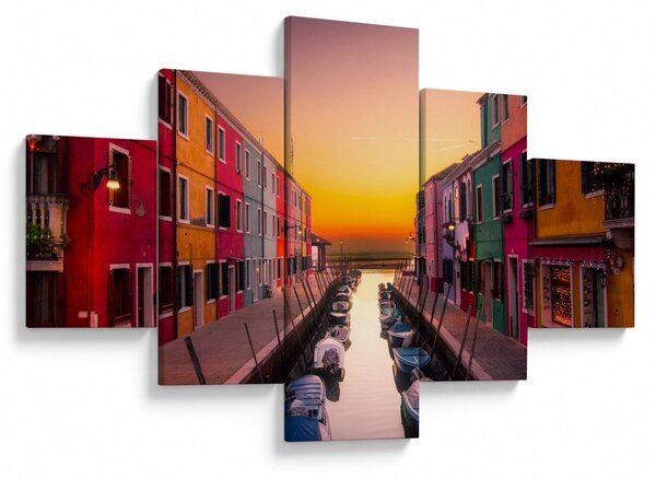 Obraz - Zachód słońca, wyspa Burano, Wenecja, Włochy (125x70 cm)