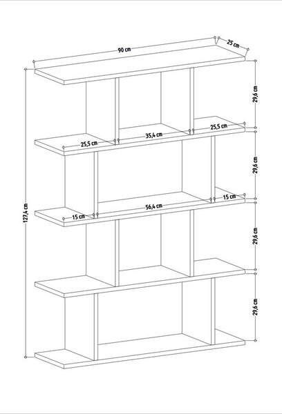 Biały regał w dekorze dębu 90x127 cm Harmon – Kalune Design
