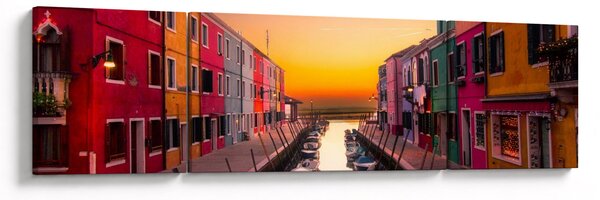 Obraz - Zachód słońca, wyspa Burano, Wenecja, Włochy (170x50 cm)