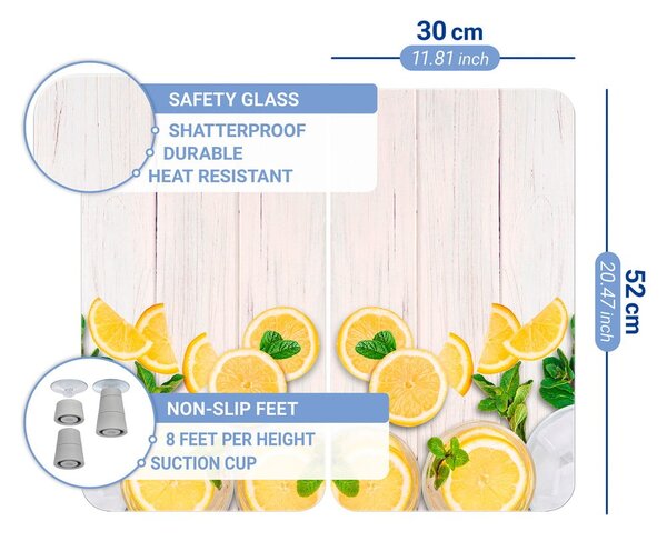 Płyty ochronne na kuchenkę ze szkła hartowanego zestaw 2 szt. 52x30 cm Lemons – Wenko