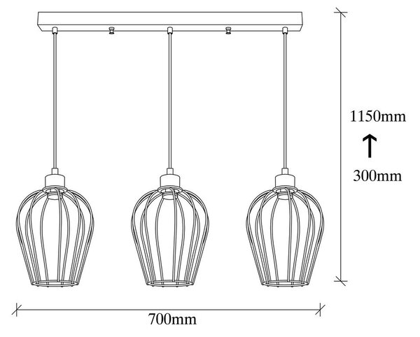 Czarna lampa wisząca z 3 kloszami Opviq lights Tel Long