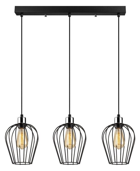 Czarna lampa wisząca z 3 kloszami Opviq lights Tel Long