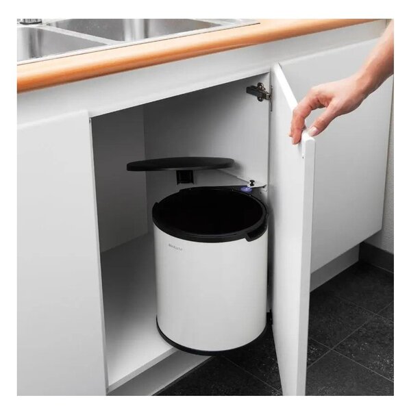 Biały stalowy kosz na śmieci do zabudowy 15 l – Brabantia
