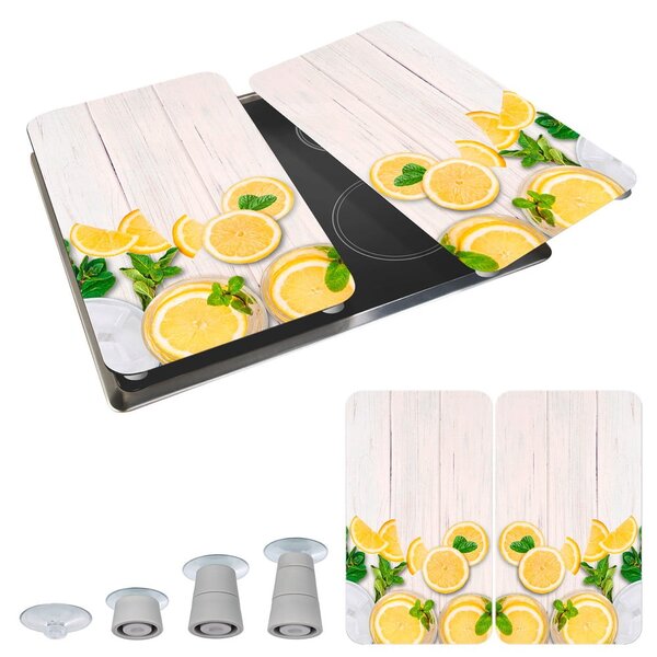 Płyty ochronne na kuchenkę ze szkła hartowanego zestaw 2 szt. 52x30 cm Lemons – Wenko