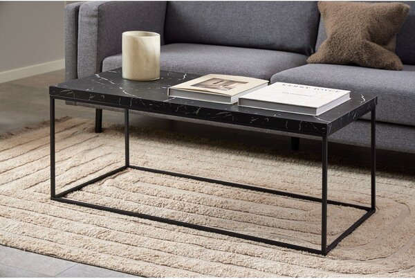 Czarny stolik z blatem w dekorze marmuru 55x110 cm Barossa – Actona