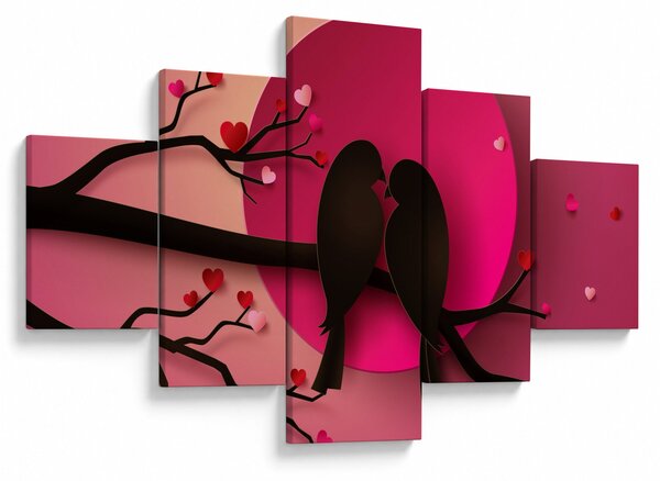 Obraz - Zakochane ptaki (125x70 cm)