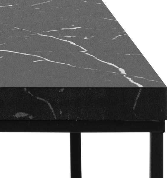 Czarny stolik z blatem w dekorze marmuru 55x110 cm Barossa – Actona