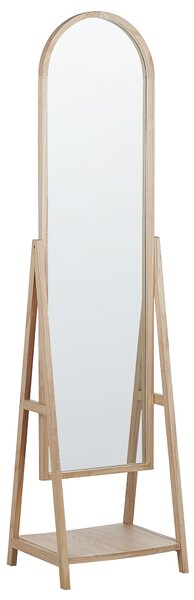 Lustro stojące nowoczesne wysokie owalna rama 43 x 170 jasne drewno Chambery Beliani