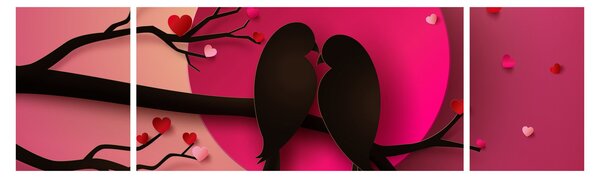 Obraz - Zakochane ptaki (170x50 cm)
