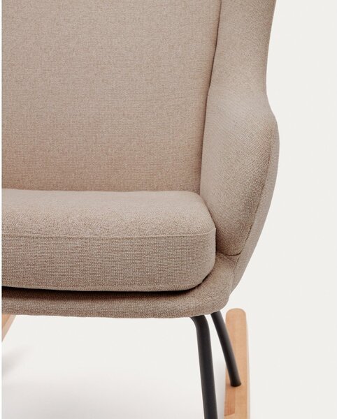 Beżowy bujany fotel z materiału bouclé Maustin – Kave Home