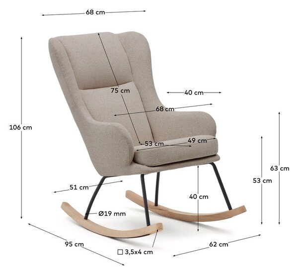 Beżowy bujany fotel z materiału bouclé Maustin – Kave Home