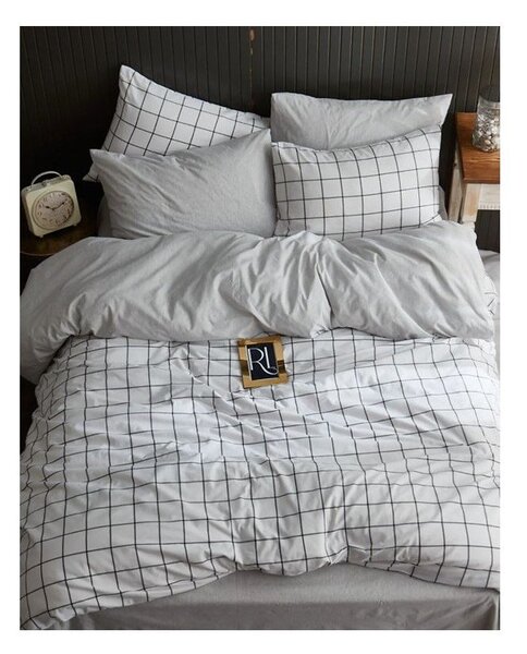 Biała pościel dwuosobowa z prześcieradłem 4-częściowa 200x220 cm Geometric – Mila Home