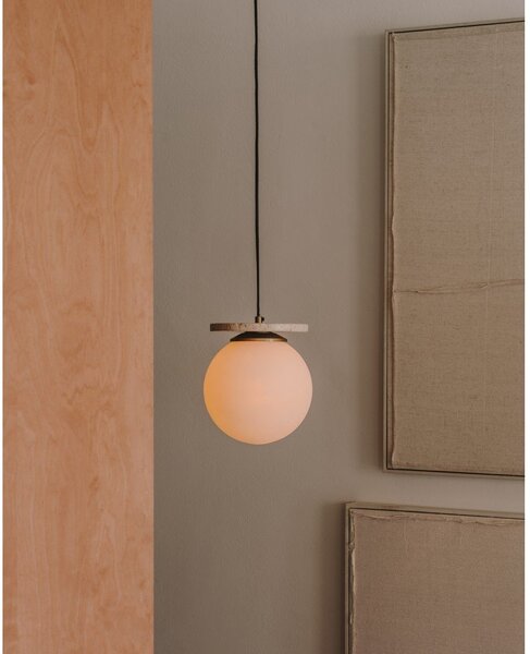 Biała lampa wisząca ze szklanym kloszem ø 20 cm Malachi – Kave Home