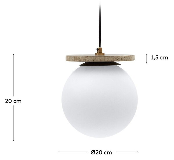 Biała lampa wisząca ze szklanym kloszem ø 20 cm Malachi – Kave Home