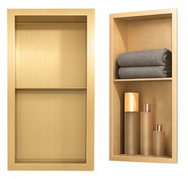 Półka łazienkowa wnękowa Estiva PARCEL Gold 60x30x10 cm złota szczotkowana 1 szt