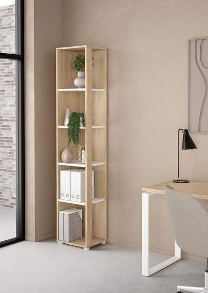 Biało-naturalny regał w dekorze dębu 41x205 cm Sign – Tvilum
