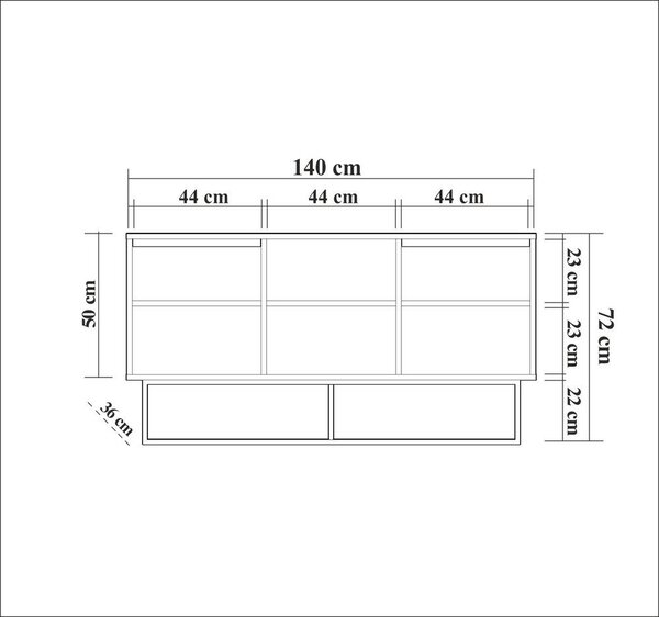 Niska komoda w dekorze orzecha 140x72 cm Rodez – Kalune Design