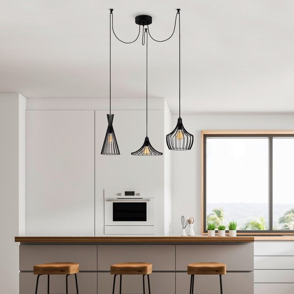 Czarna lampa wisząca z metalowym kloszem Mezopotamya – Opviq lights