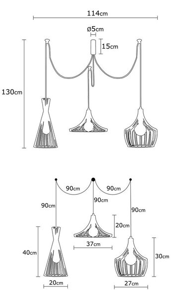 Czarna lampa wisząca z metalowym kloszem Mezopotamya – Opviq lights