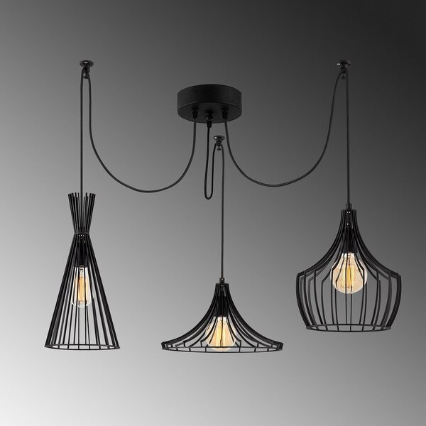 Czarna lampa wisząca z metalowym kloszem Mezopotamya – Opviq lights