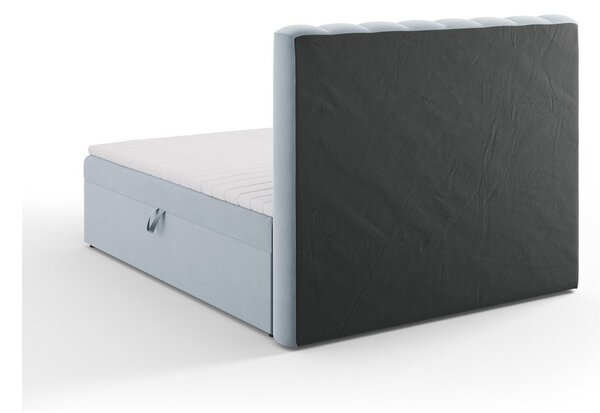 Jasnoniebieskie łóżko boxspring ze schowkiem 160x200 cm Gina – Milo Casa