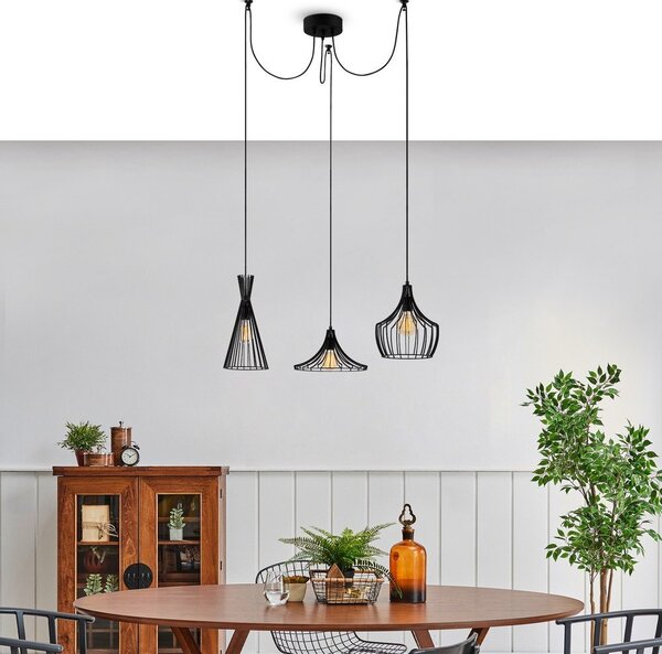 Czarna lampa wisząca z metalowym kloszem Mezopotamya – Opviq lights
