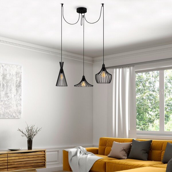 Czarna lampa wisząca z metalowym kloszem Mezopotamya – Opviq lights