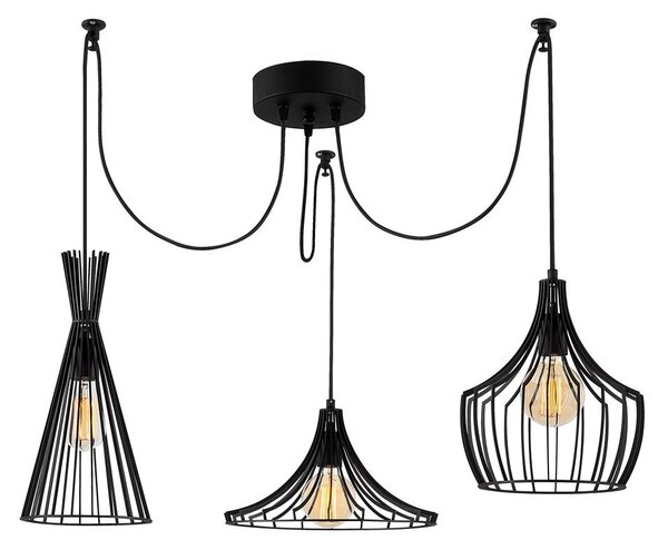 Czarna lampa wisząca z metalowym kloszem Mezopotamya – Opviq lights