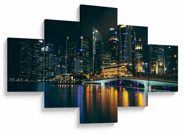 Obraz Singapuru nocą (125x70 cm)