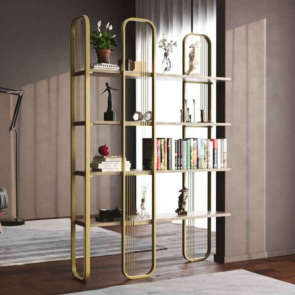 Regał w dekorze sosny w kolorze złota 125x180 cm Sierra – Kalune Design