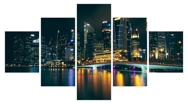 Obraz Singapuru nocą (125x70 cm)