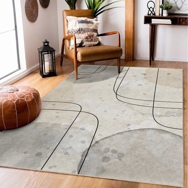 Szaro-kremowy chodnik odpowiedni do prania 80x200 cm Simple Lines – Mila Home