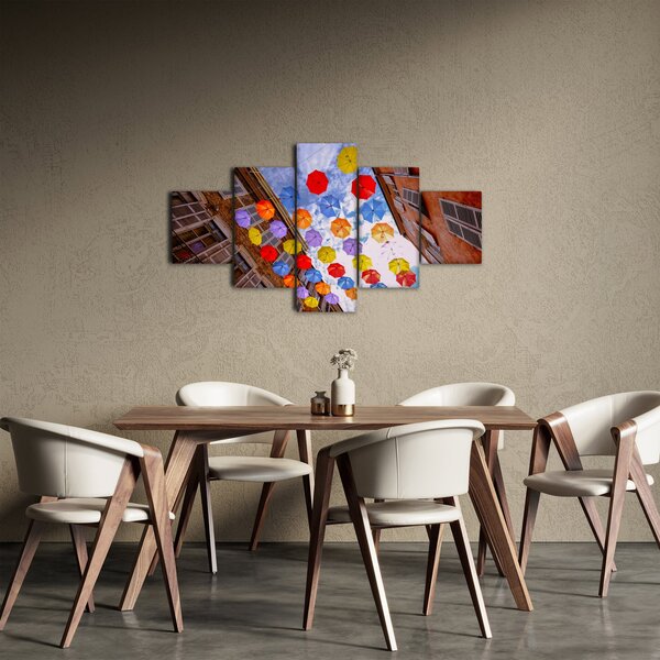 Obraz kolorowych parasoli (125x70 cm)