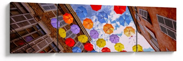 Obraz kolorowych parasoli (170x50 cm)