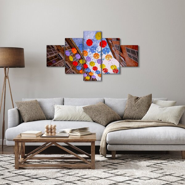 Obraz kolorowych parasoli (125x70 cm)