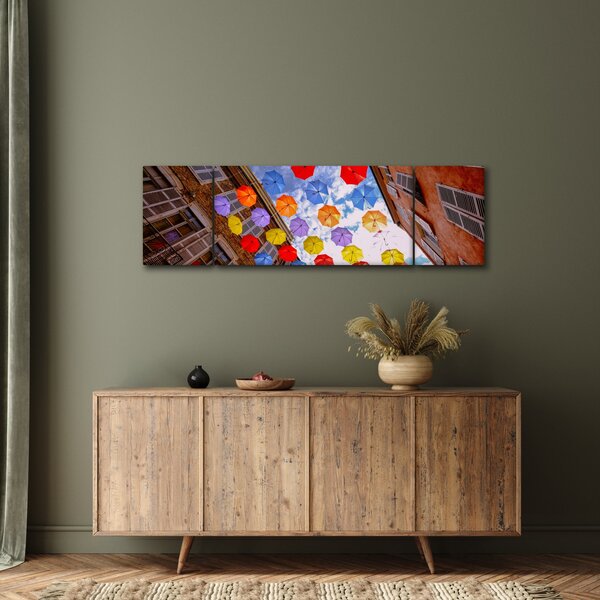 Obraz kolorowych parasoli (170x50 cm)