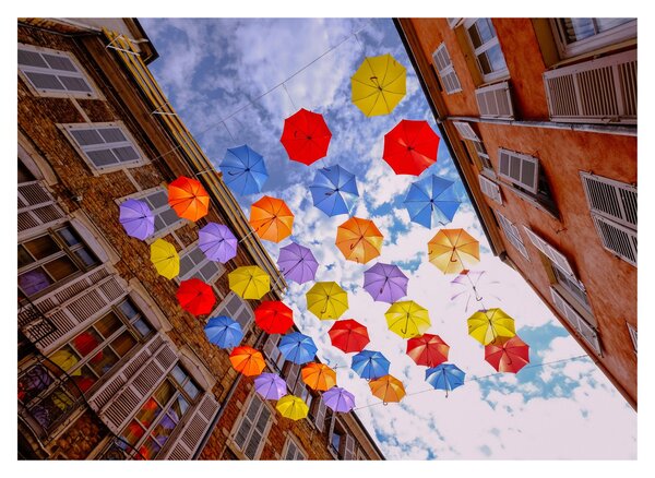 Obraz kolorowych parasoli (70x50 cm)
