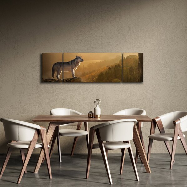 Obraz wilka na skale (170x50 cm)