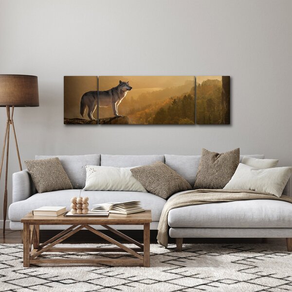 Obraz wilka na skale (170x50 cm)